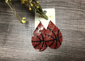 Leather Basketball Earrings