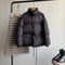 Black Drawstring Hem Short Collar Puffer Jacket - Slay Society