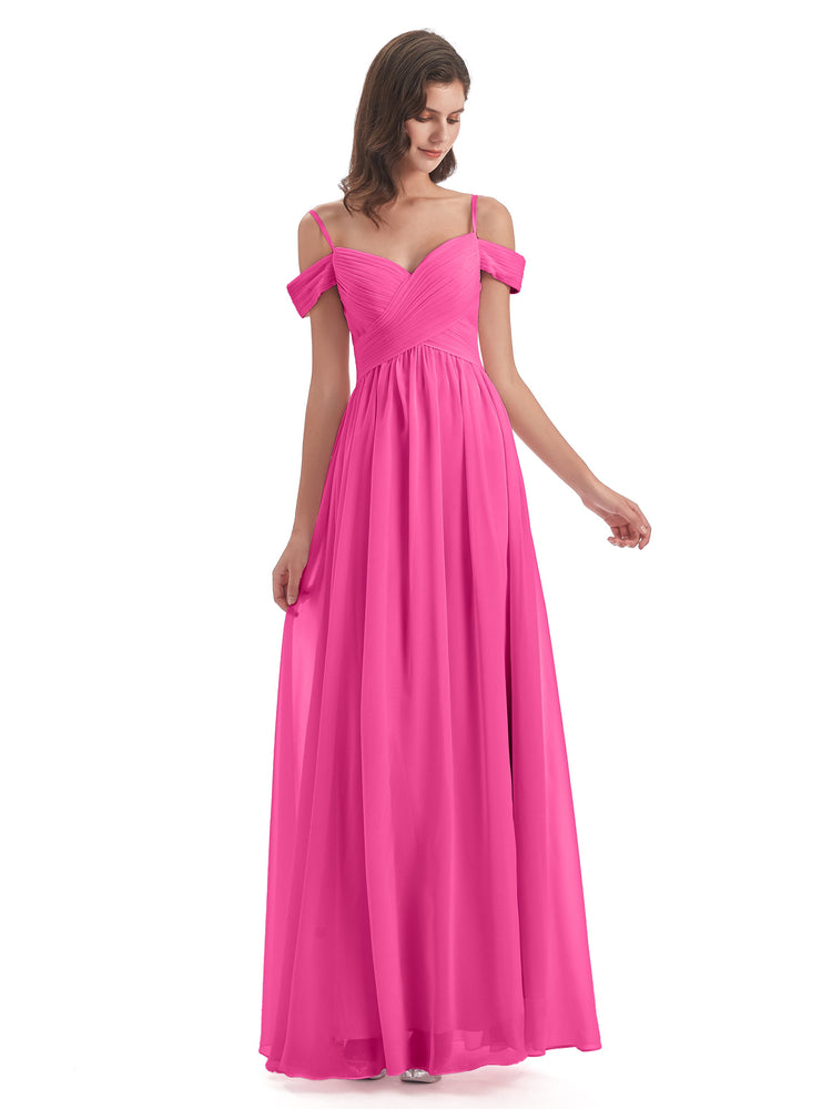 Hannah Gorgeous Chiffon Off The Shoulder Long Bridesmaid Dresses 8908