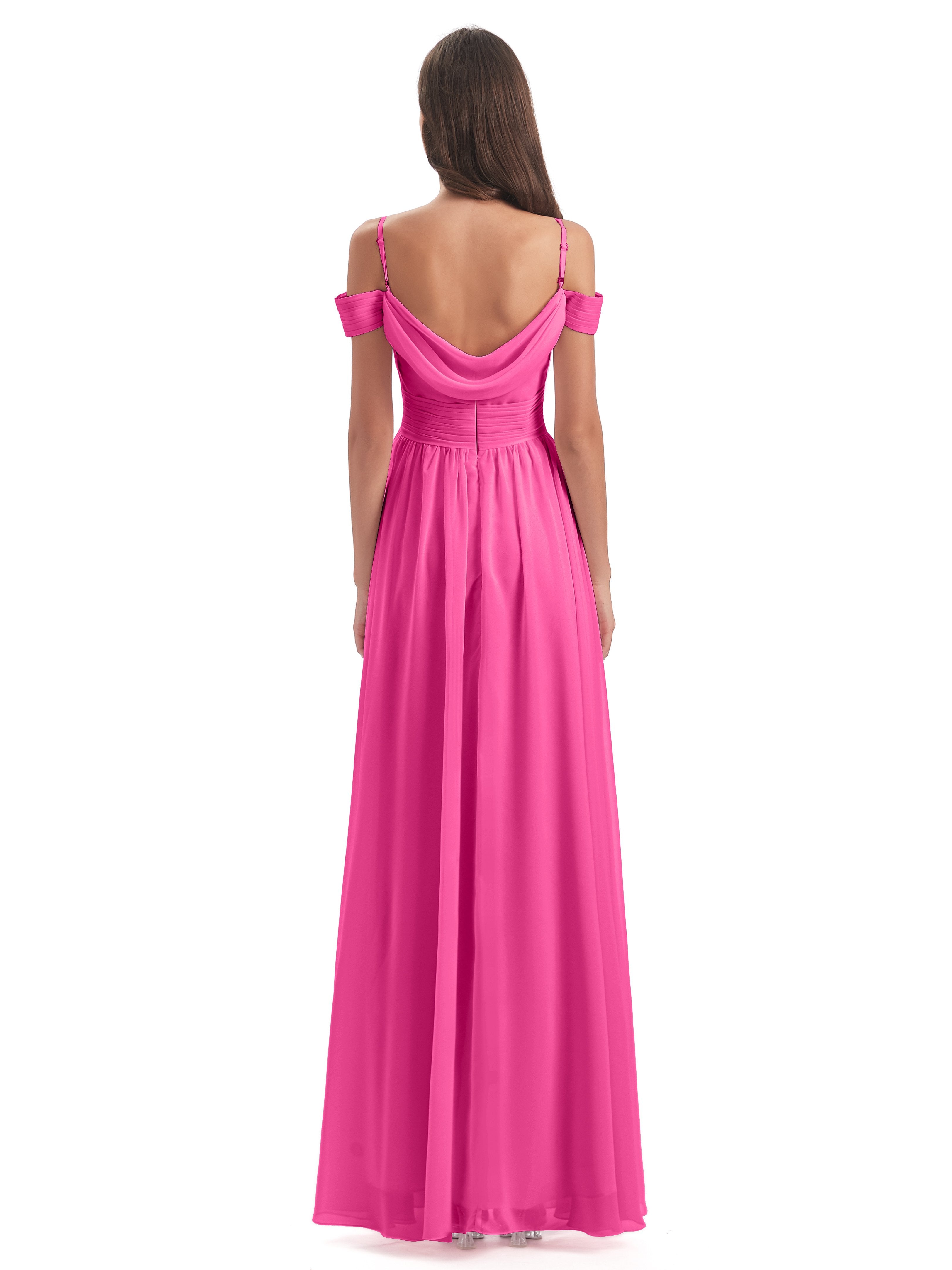 Hannah Gorgeous Chiffon Off The Shoulder Long Bridesmaid Dresses 4182