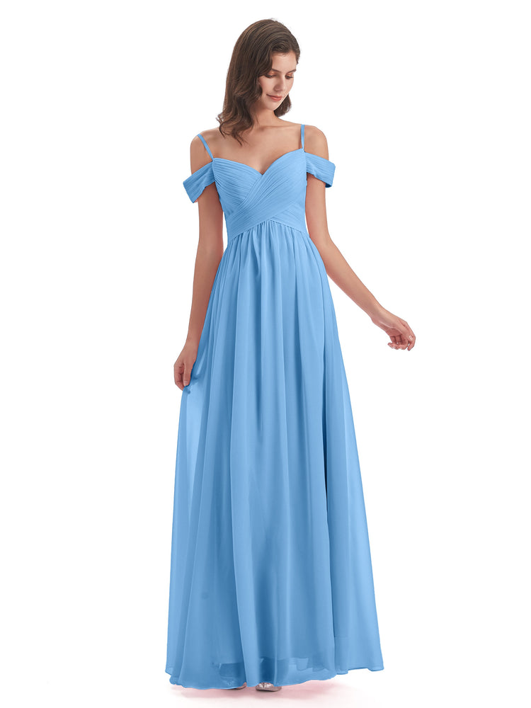 Hannah Gorgeous Chiffon Off The Shoulder Long Bridesmaid Dresses