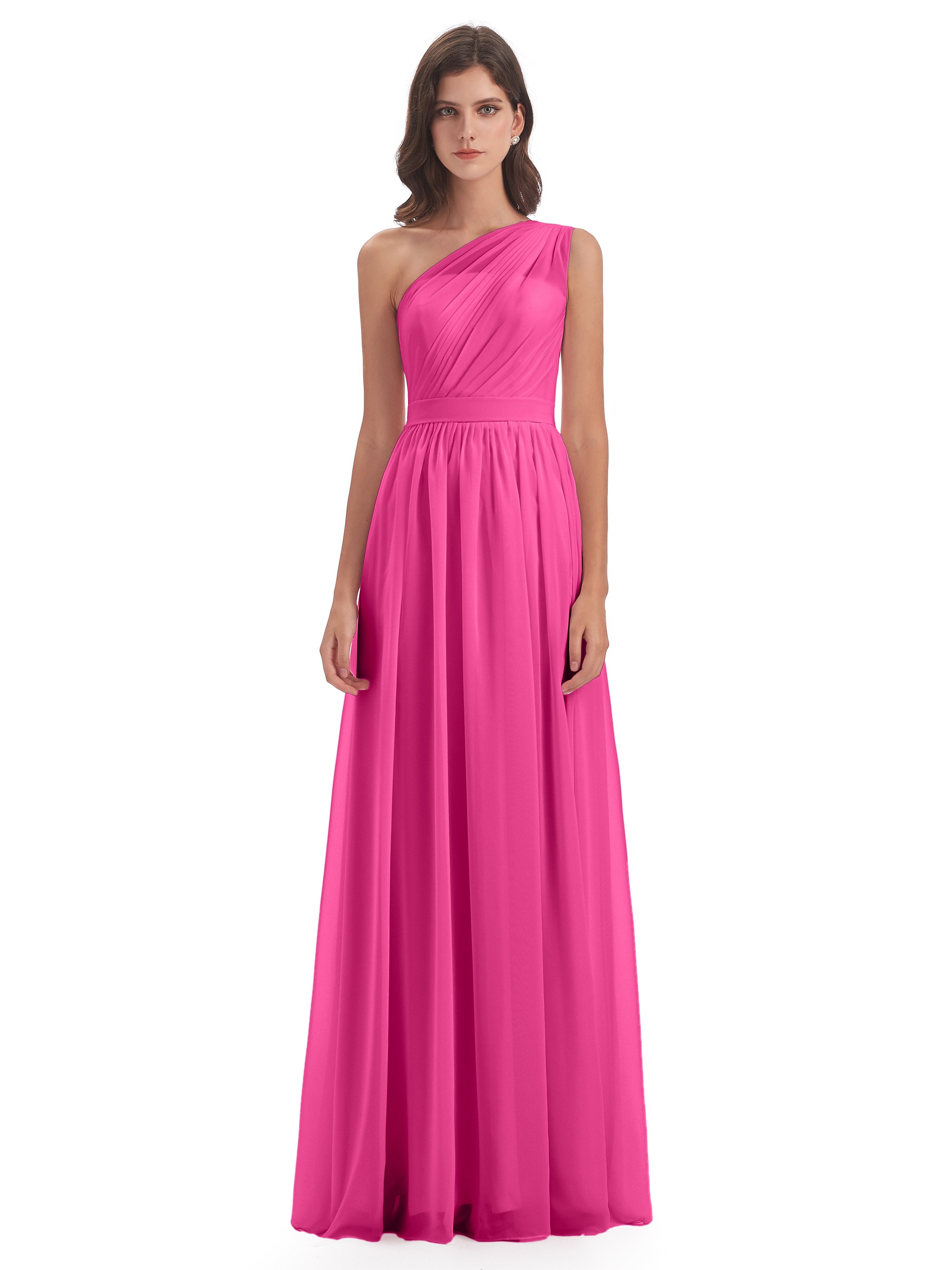 Molly Chiffon One Shoulder Floor Length Bridesmaid Dresses 1509