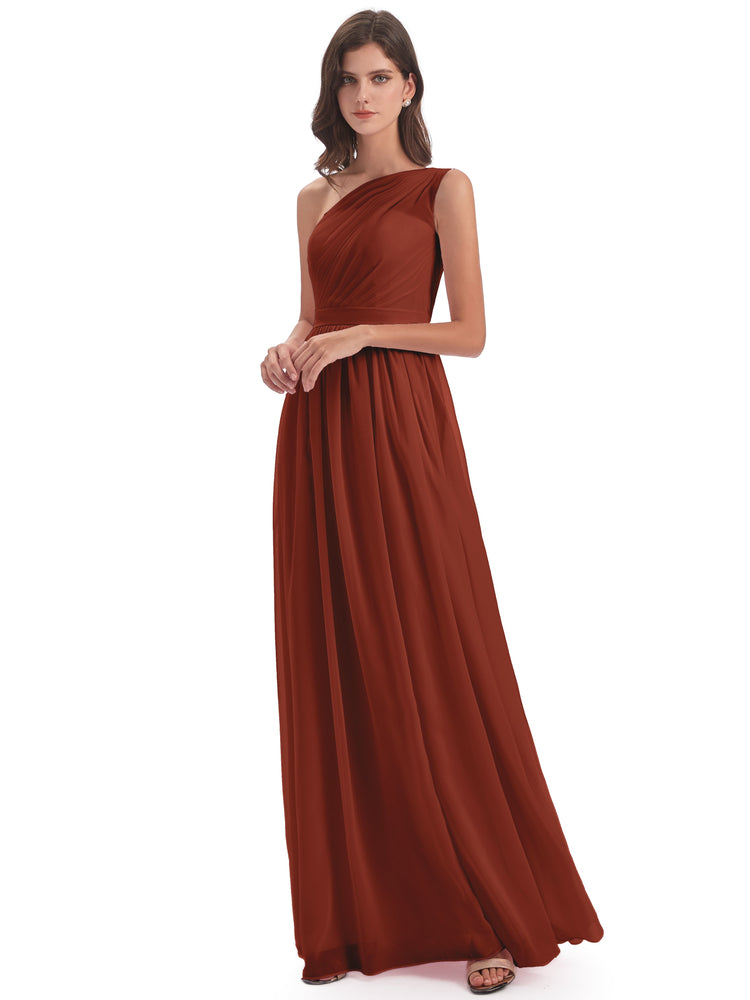 Molly Chiffon One Shoulder Floor Length Bridesmaid Dresses 5671