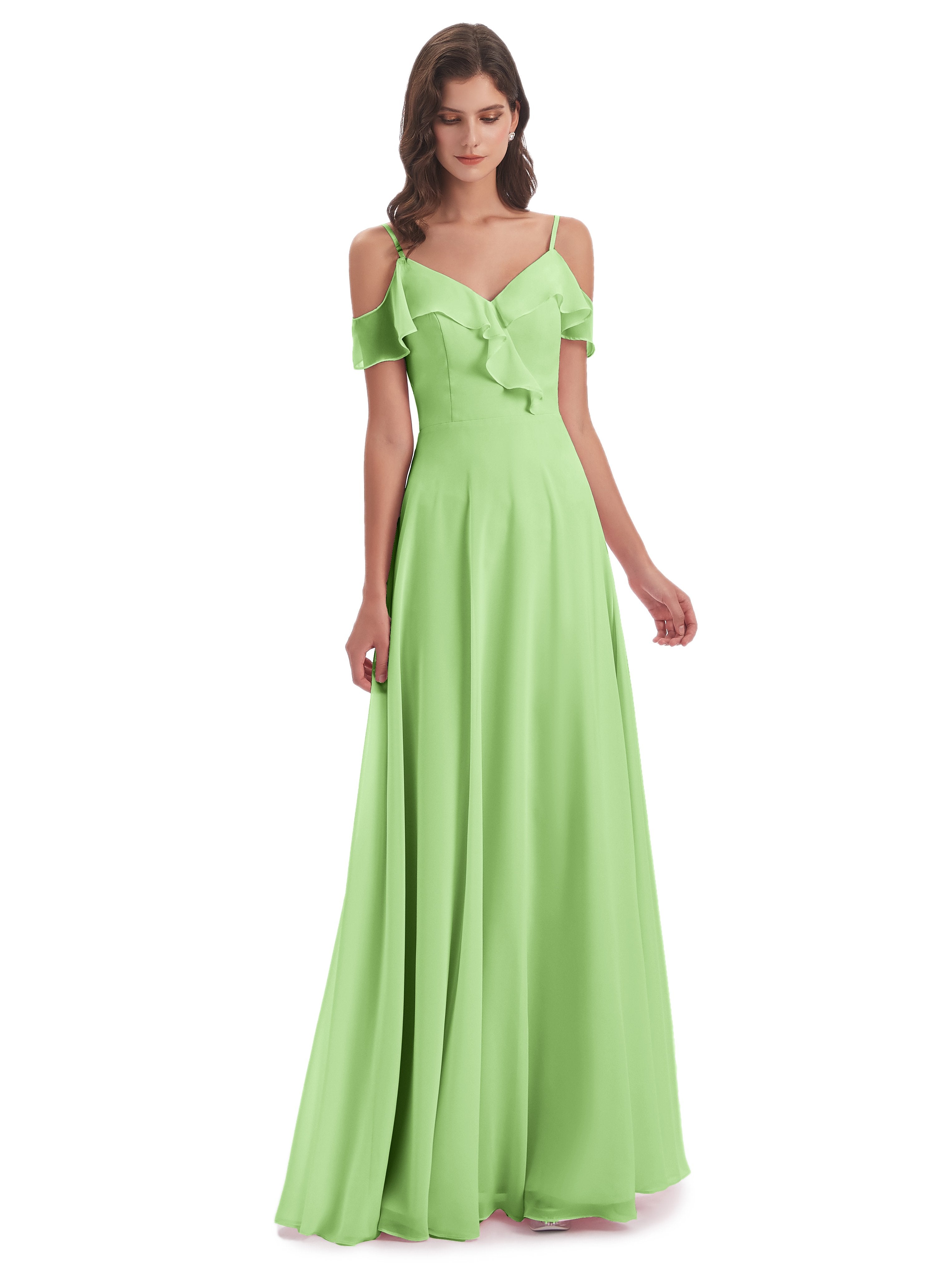 Myla Flowy Chiffon Sheath-Column Long Bridesmaid Dresses