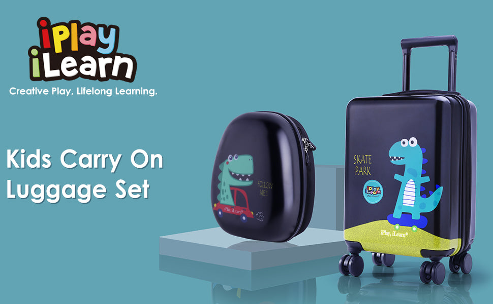 iPlay, iLearn Unicorn Kids Rolling Luggage Set Girls Carry on Suitcase –  iPlay iLearn Toys