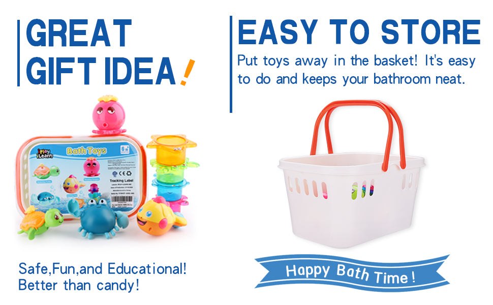 iPlay, iLearn Baby Bath Toys Fun Bath Time Tub Toys & Organizer