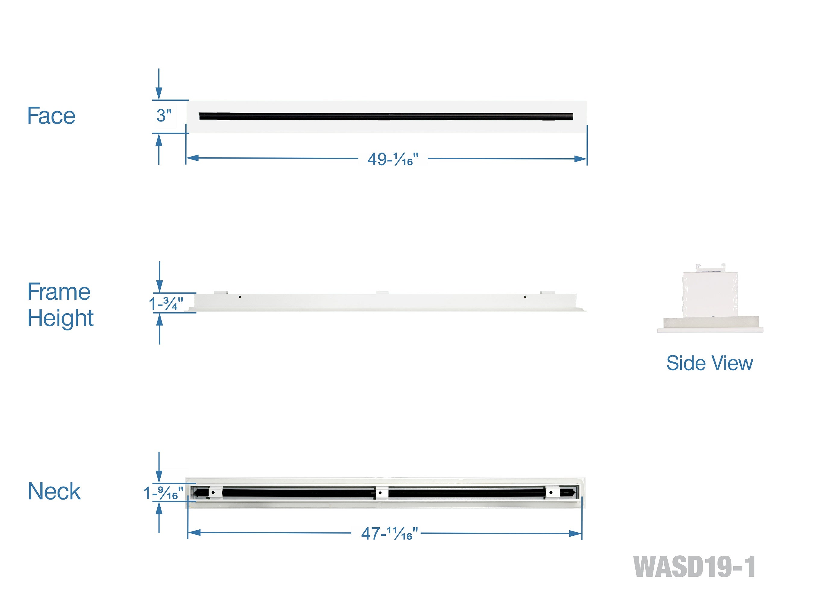 48" Linear Slot Diffuser HVAC air vent cover (white)