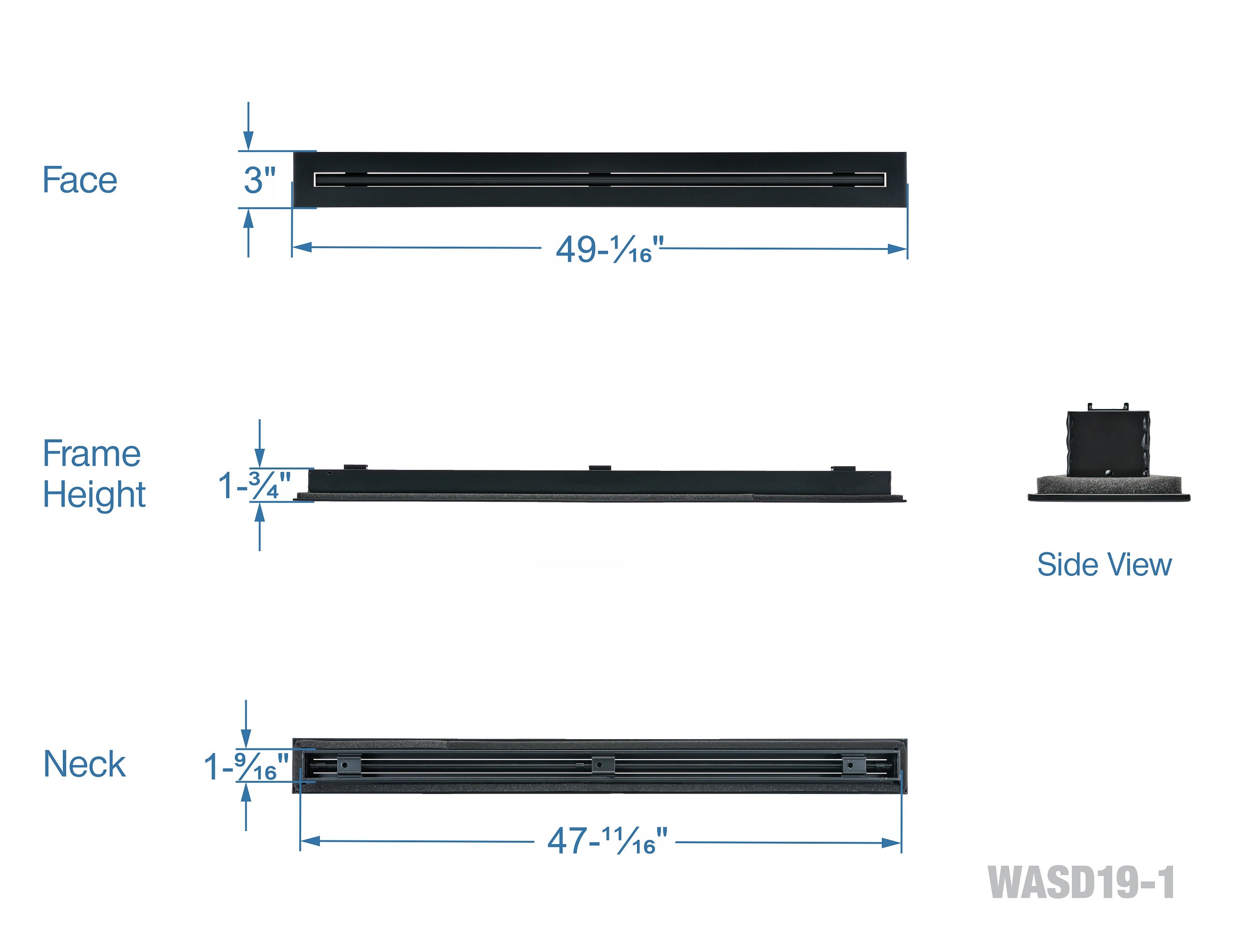 48" Linear Slot Diffuser HVAC air vent cover (black)