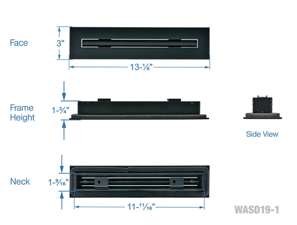 12" Linear slot diffuser HVAC one slot air vent cover (black)