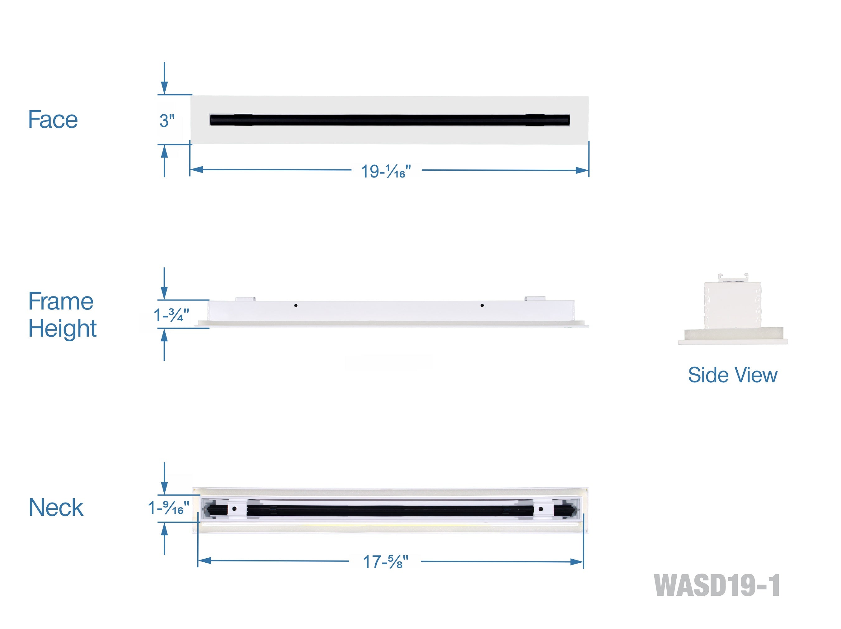 18" Linear Slot Diffuser HVAC air vent cover (white)