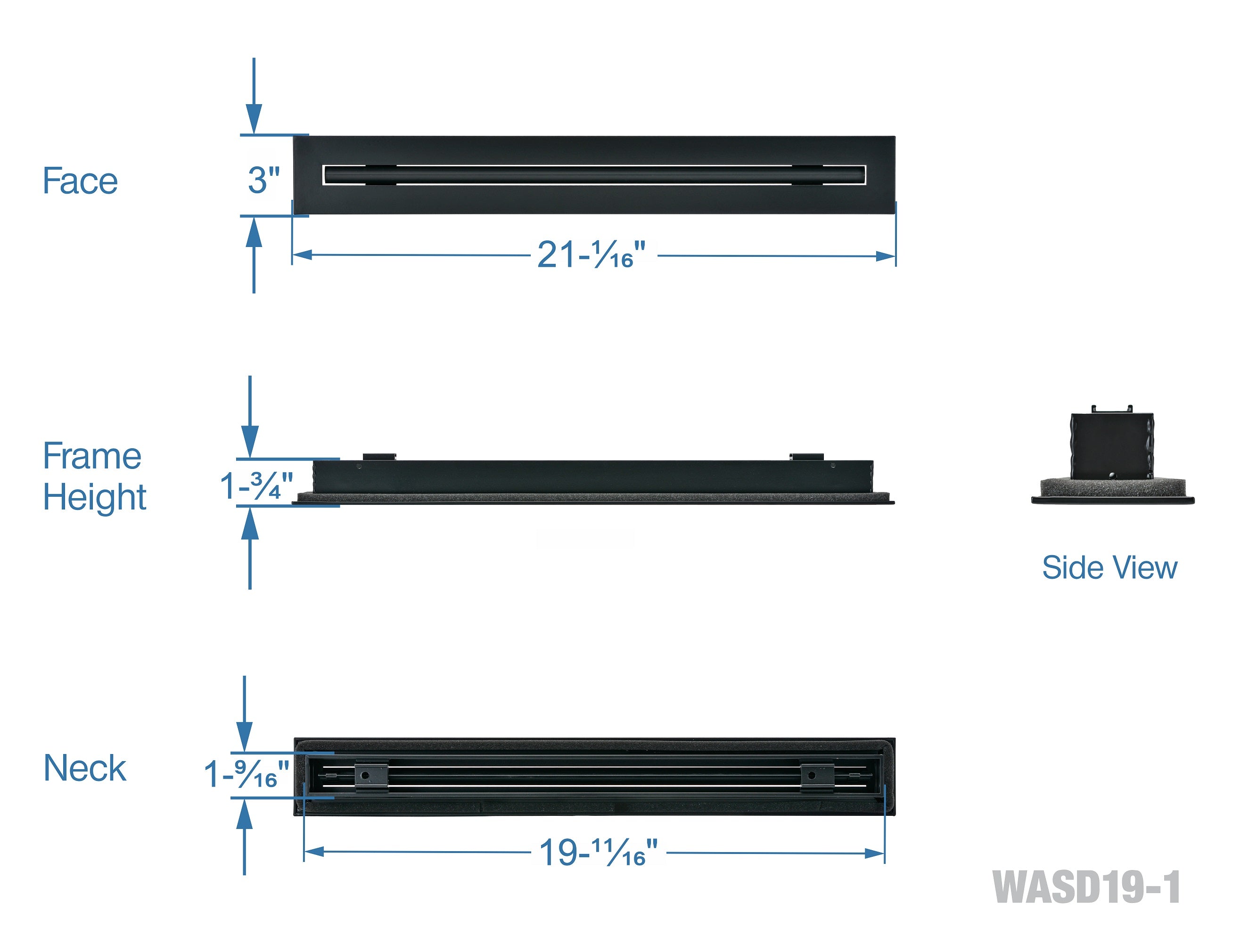 20" Linear Slot Diffuser HVAC air vent cover (black)