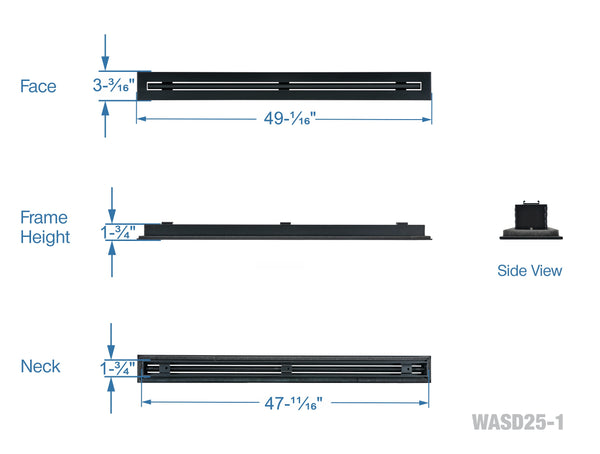 48" Linear Slot Diffuser HVAC Air vent cover (black)