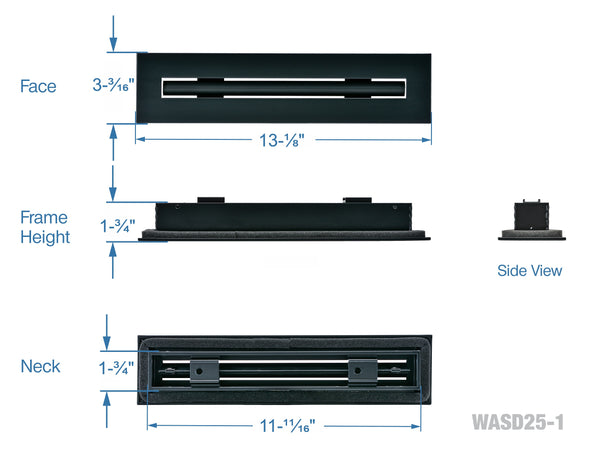 12" Linear Slot Diffuser HVAC air vent cover (black)