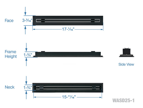 16" Linear Slot Diffuser HVAC air vent cover (black)