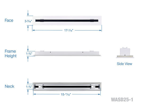 16" Linear Slot Diffuser HVAC air vent cover (white)