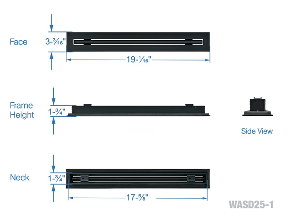 18" Linear Slot Diffuser HVAC air vent cover (black)