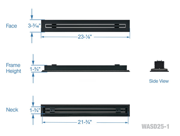 22" Linear Slot Diffuser HVAC air vent cover (black)
