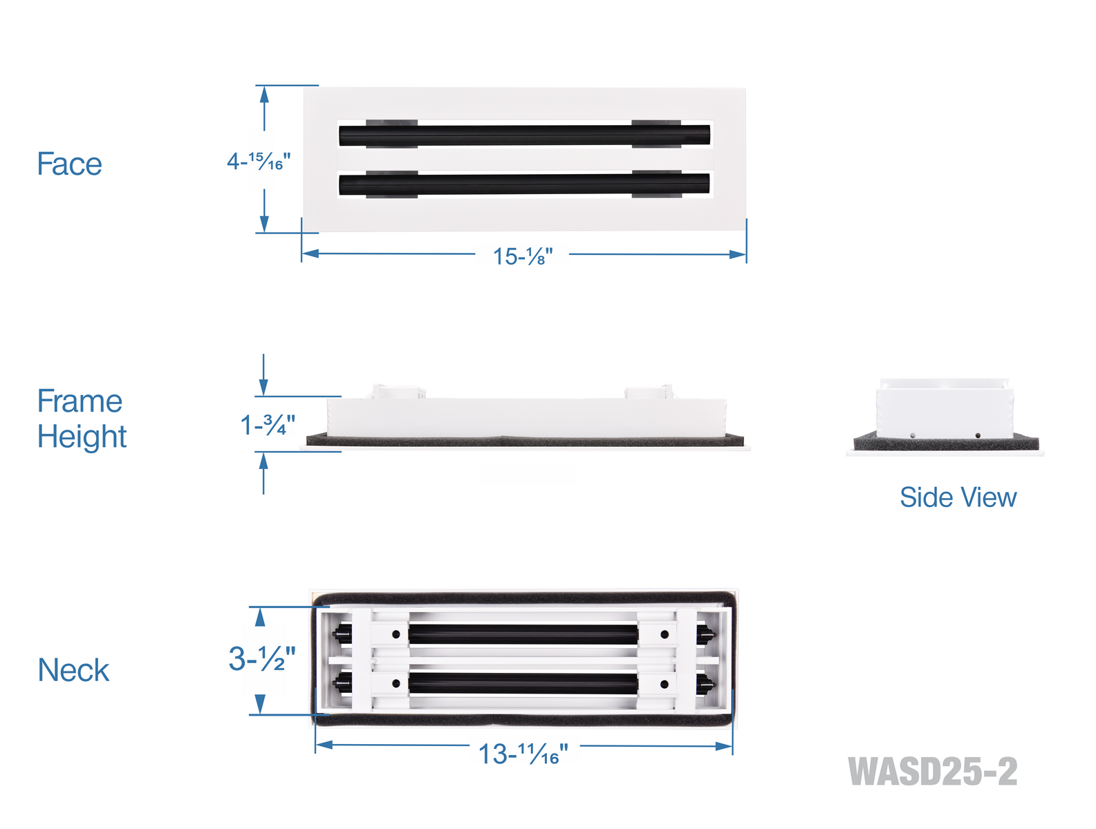 14x4" Linear Slot Diffuser air vent cover - white