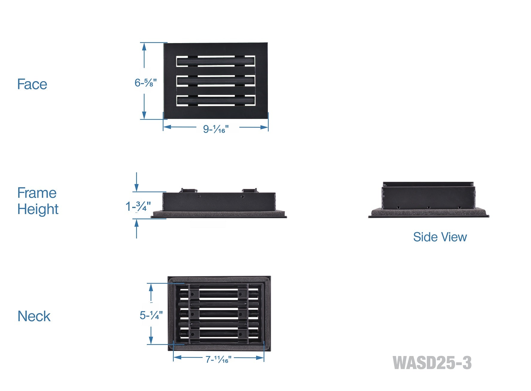 8x6" Linear Slot Diffuser HVAC Air Vent Cover (black)