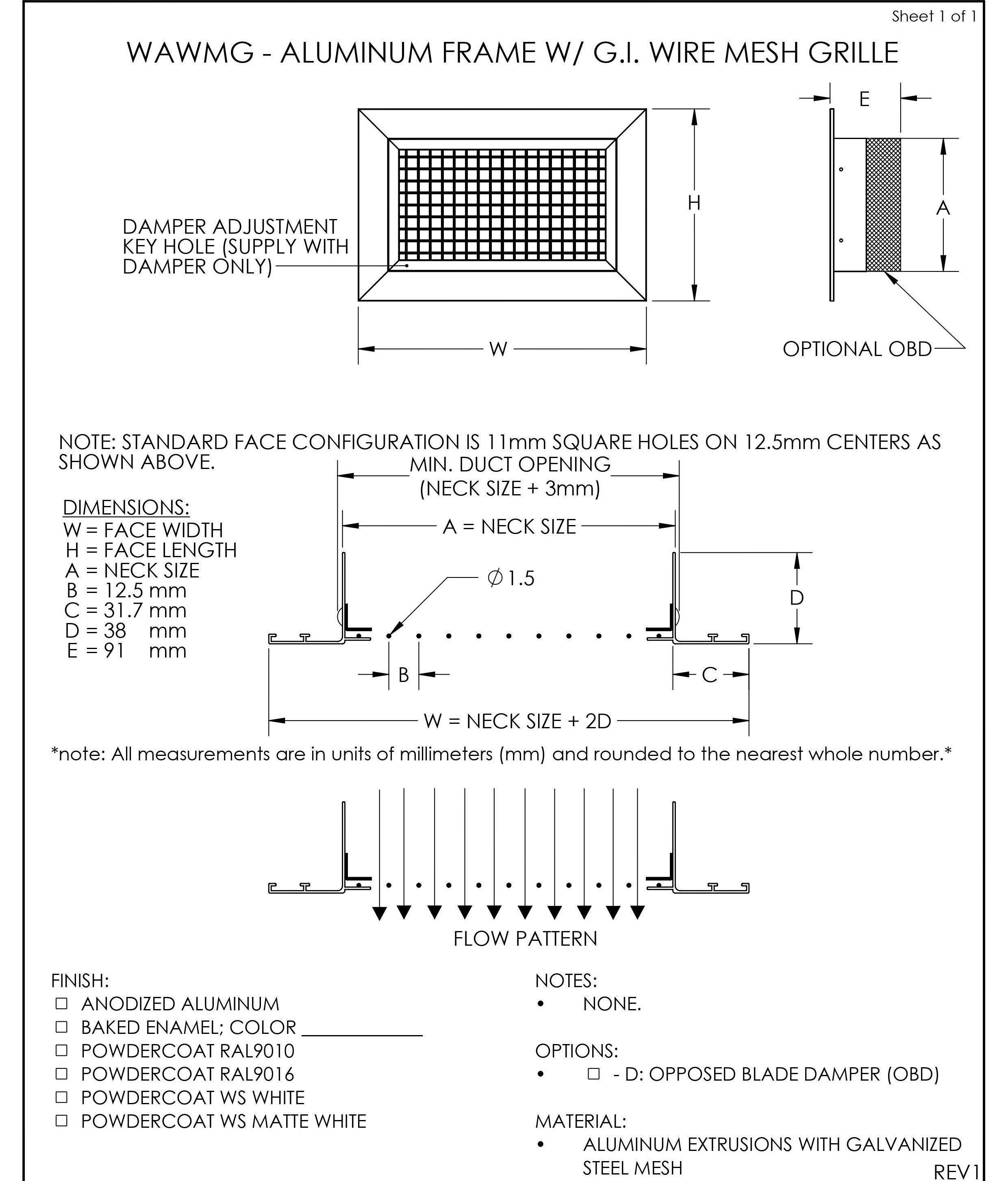 Galvanized Wire Air Grille submittal