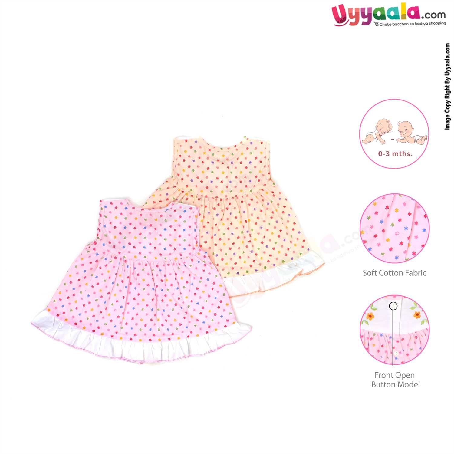 Girls Clothing | Baby Girl Combo Of 6 Dresses(0-3 Months) | Freeup