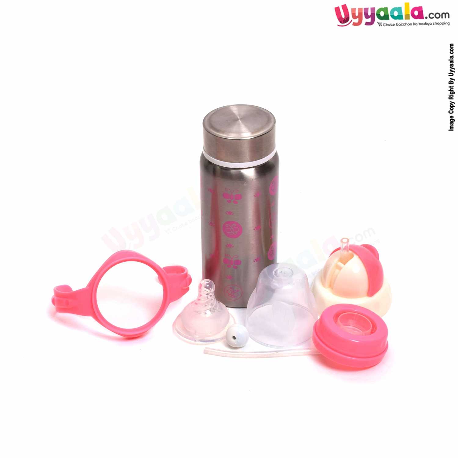 150ml Bunny Pink stainless steel baby to toddler adaptive bottle