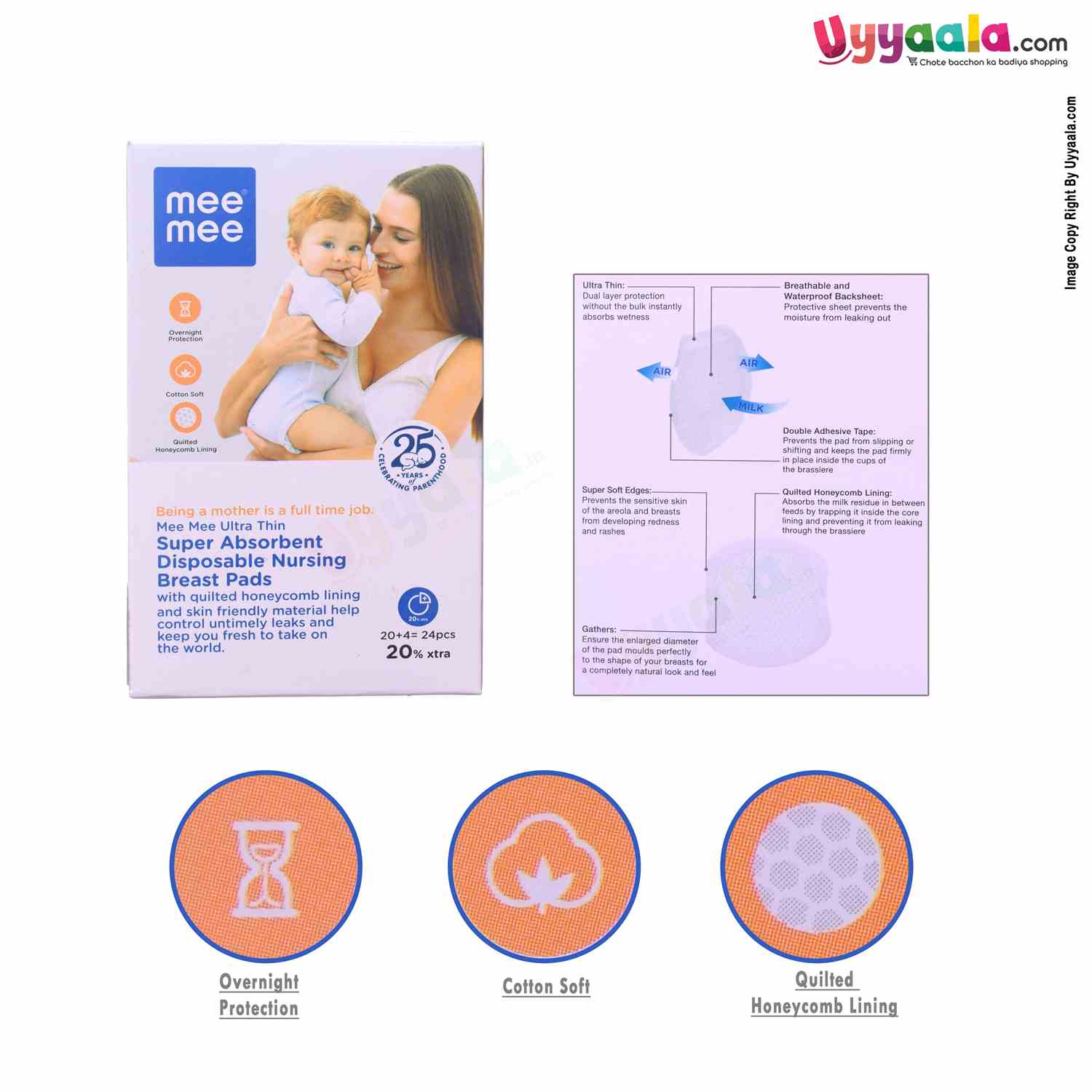 Mee Mee Reusable Maternity Breast Pad, Quantity Per Pack: 6 Pieces