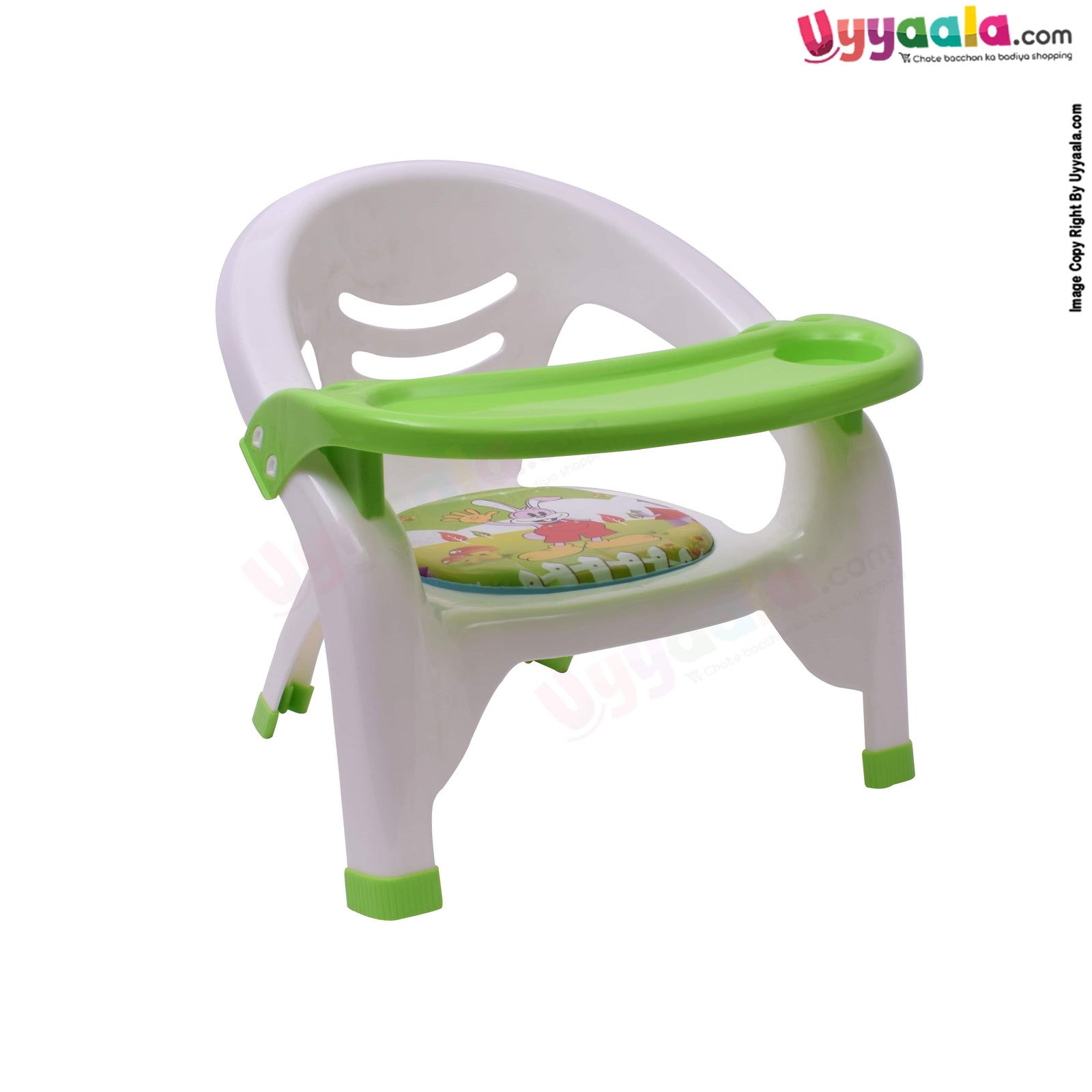 Durable Baby Feeding Chair with Tray in India - Green Color