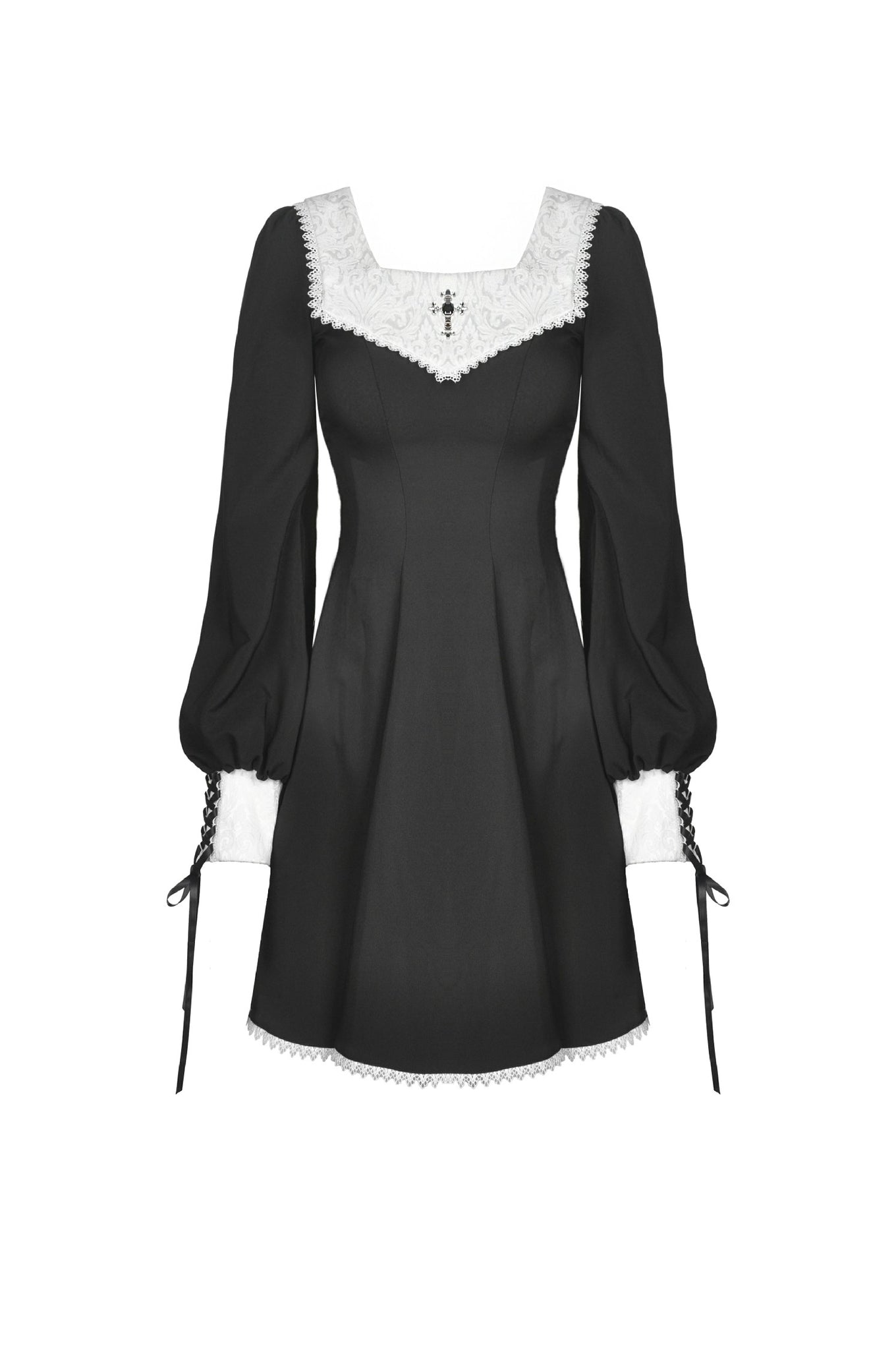 Dark in Love Gothic Ghost White Collar Dress – metroalternative