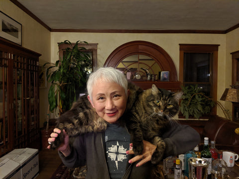 Terri Nakamura and her cat Hunter