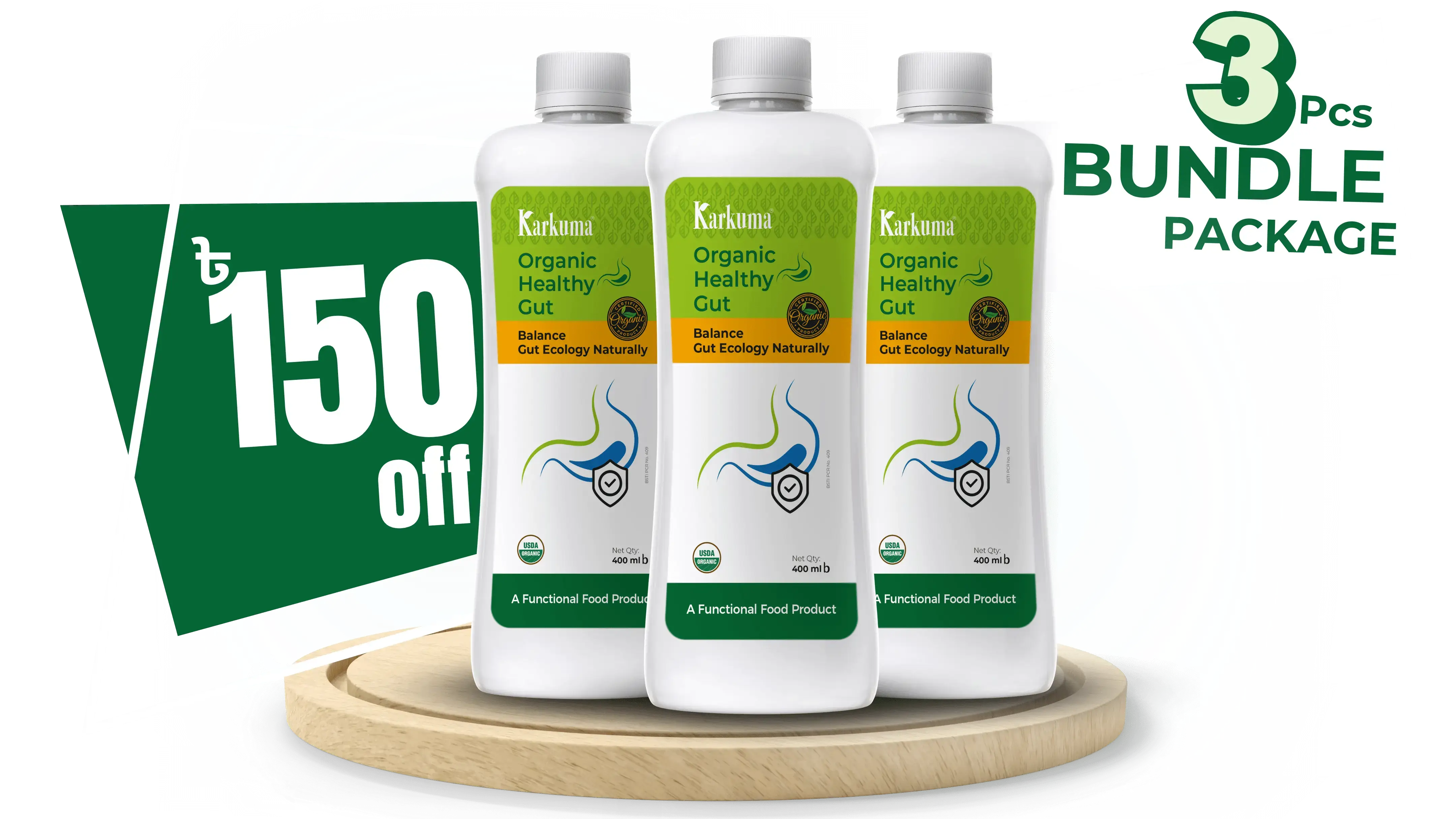 Karkum Organic Healthy Gut 3 Pcs Bundle Package