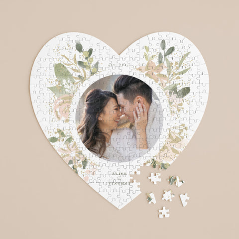 personalized heart-shaped photo puzzle wedding gift