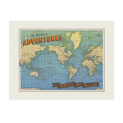 mapa personalizado de viagens de aventura em todo o mundo
