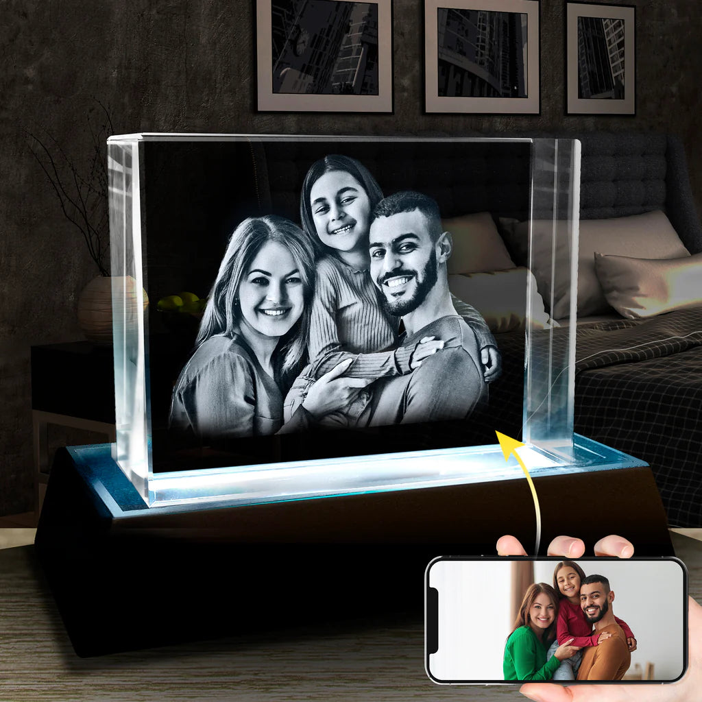 Presente fotográfico de cristal personalizado