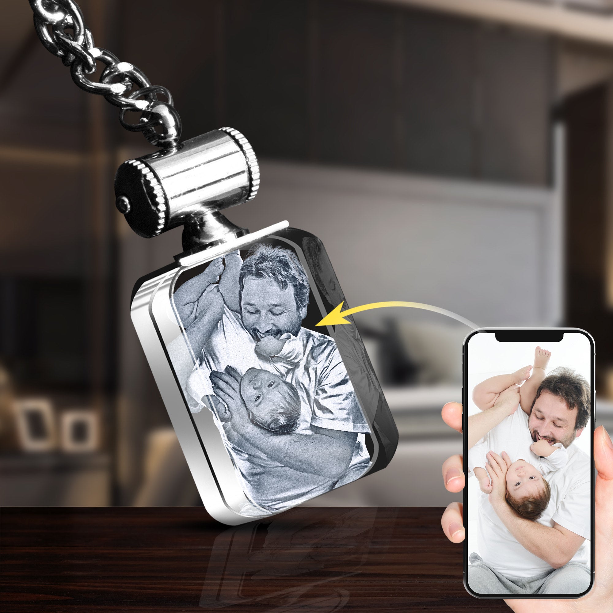 Personalized Crystal Photo Keychain