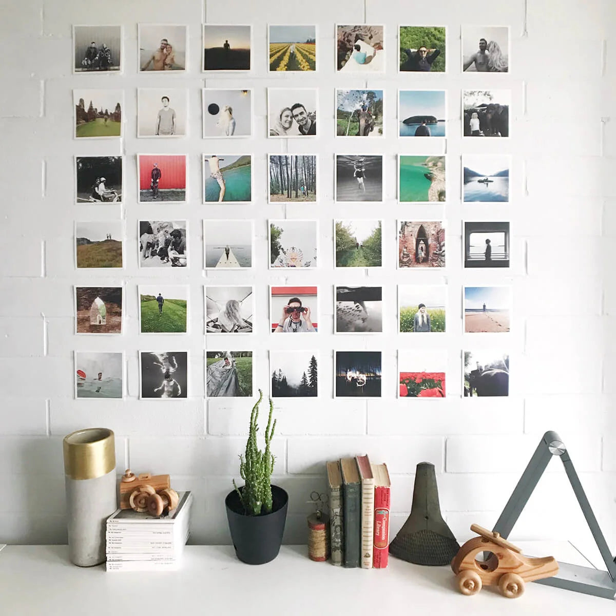 Projeto DIY de parede de grade de fotos