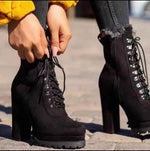 Chunky heel lace up bootie