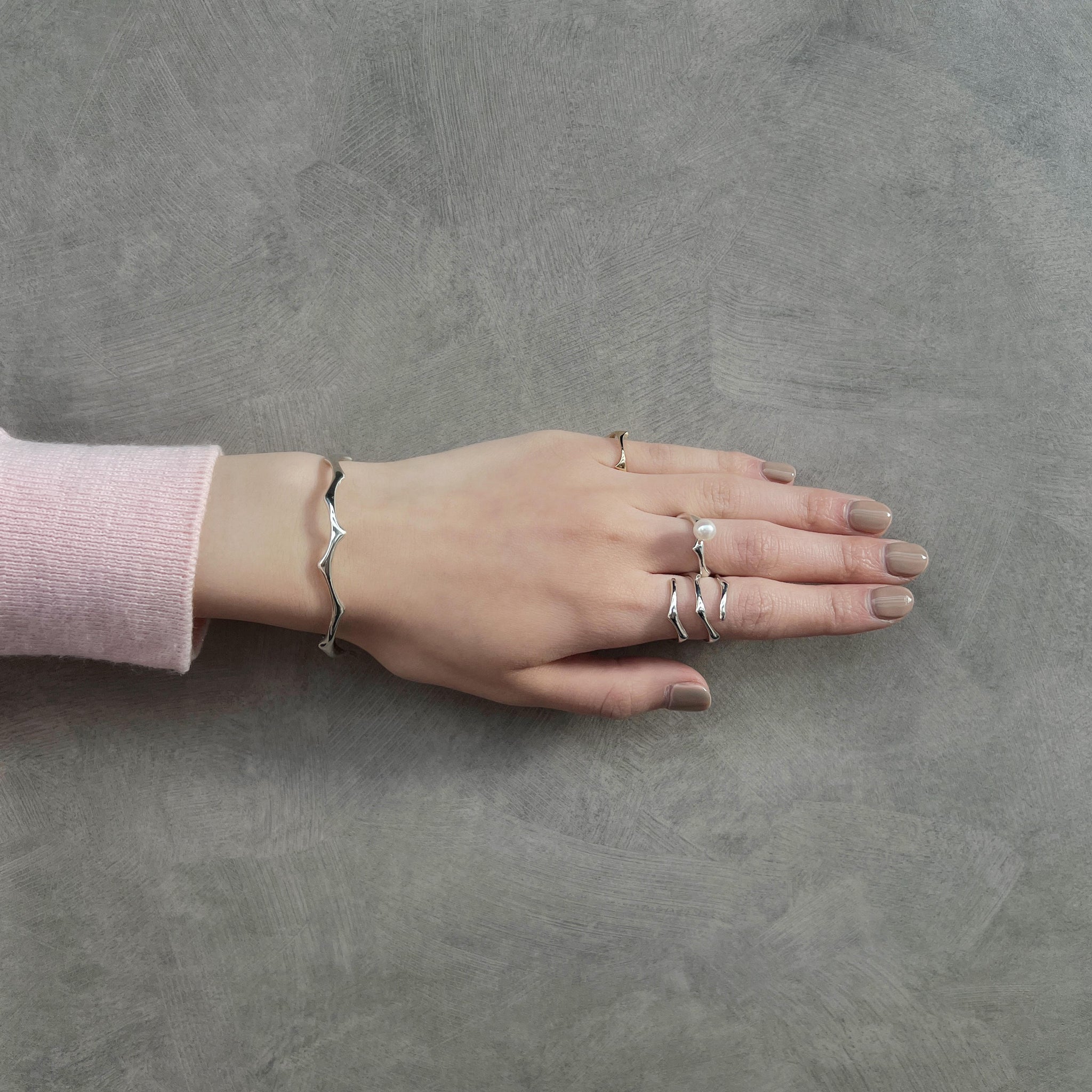 80/20クロス シルバー 薔薇 バングル ブレス Silver 925 Rose Bangle