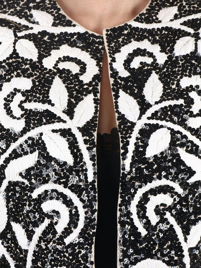 BEKKY Black & White Floral Hand Embellished Jacket