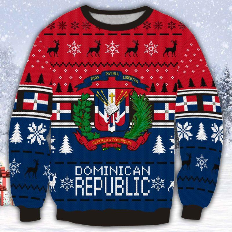 Dominican Republic 3D All Over Print Ugly Christmas Sweater Hoodie All Over Printed