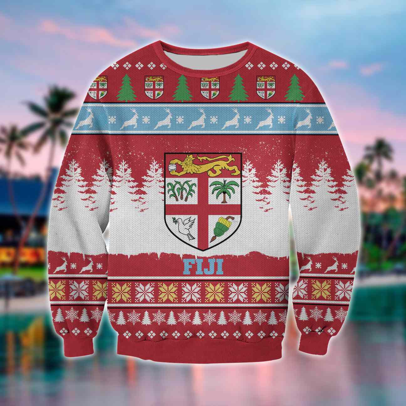 Fiji Island Country 3D All Over Print Ugly Christmas Sweater Hoodie All Over Printed