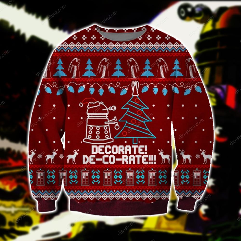 Funny Daleks Knitting Pattern 3D Print Ugly Christmas Sweater Hoodie All Over Printed