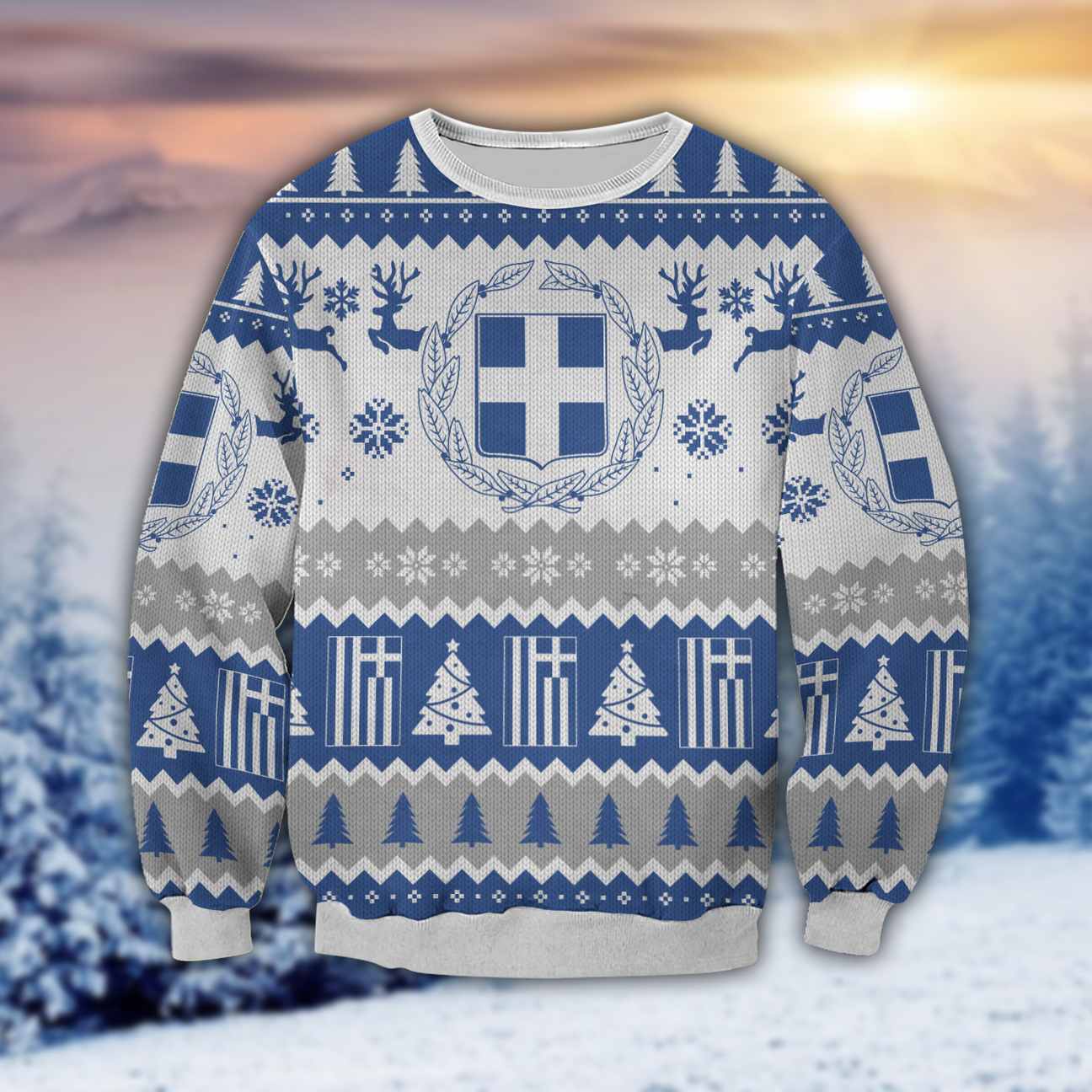 Greece 3D All Over Print Ugly Christmas Sweater Hoodie All Over Printed