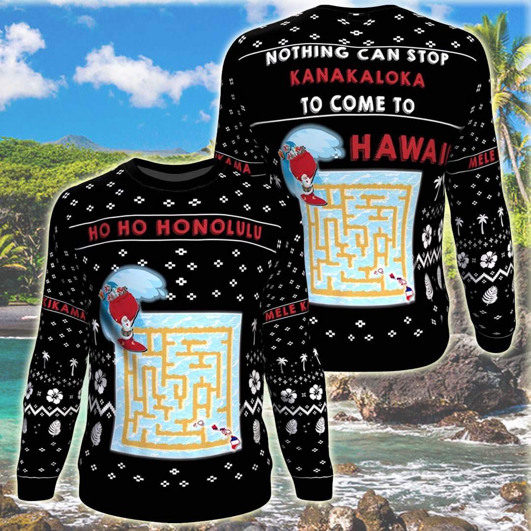 Hawaii Maze Game 3D All Over Print Print Ugly Christmas Sweater Hoodie All Over Printed