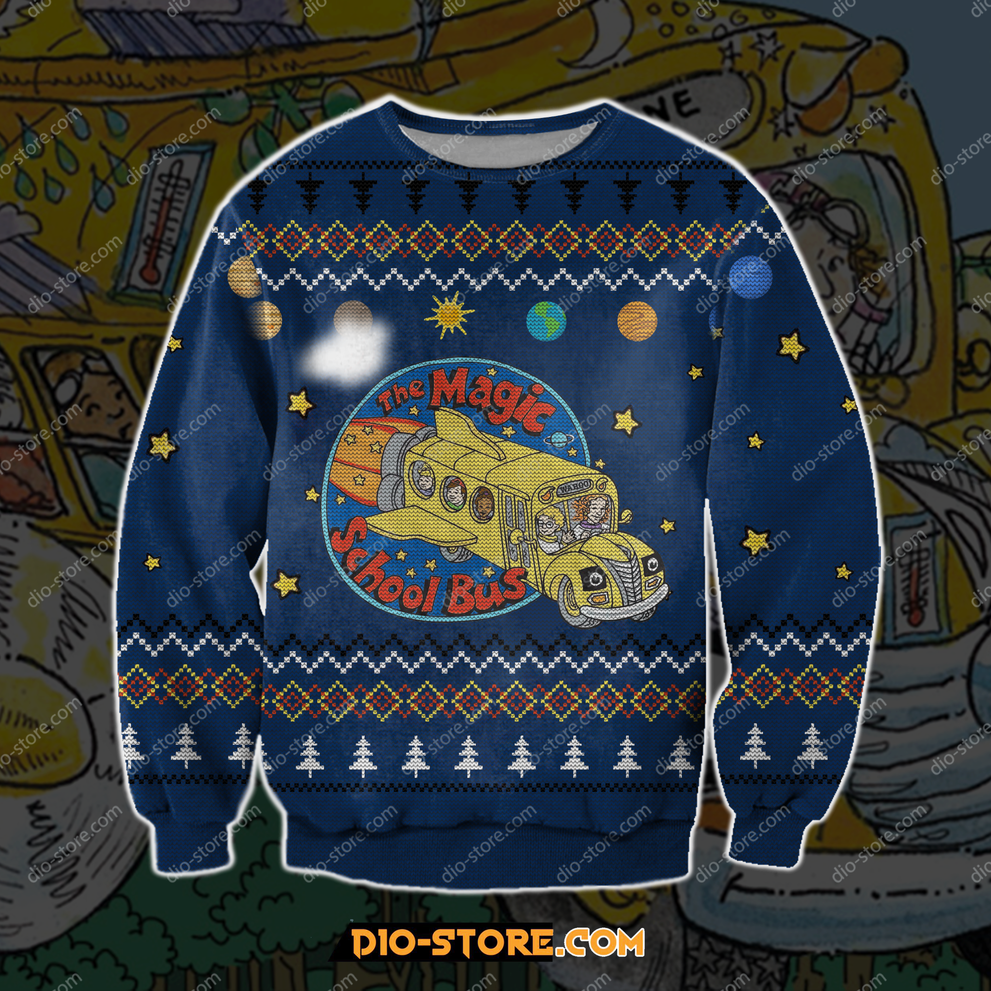 The Magic School Bus 3D Print Ugly Christmas Sweater Hoodie All Over Printed