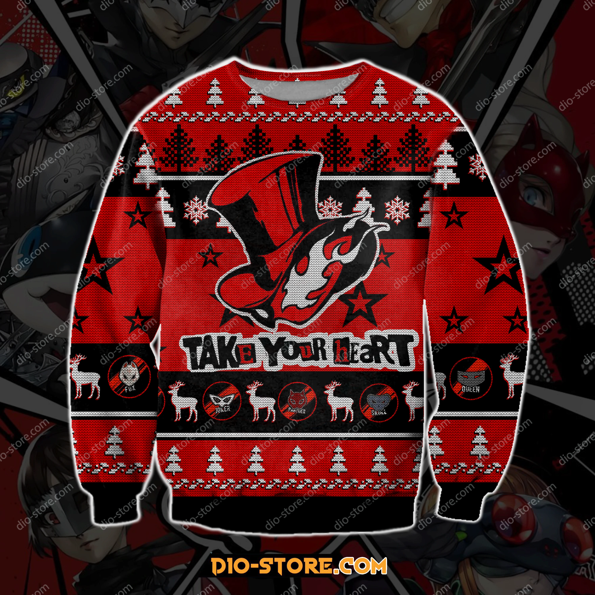 Persona 5 3D Print Ugly Christmas Sweatshirt Hoodie All Over Printed