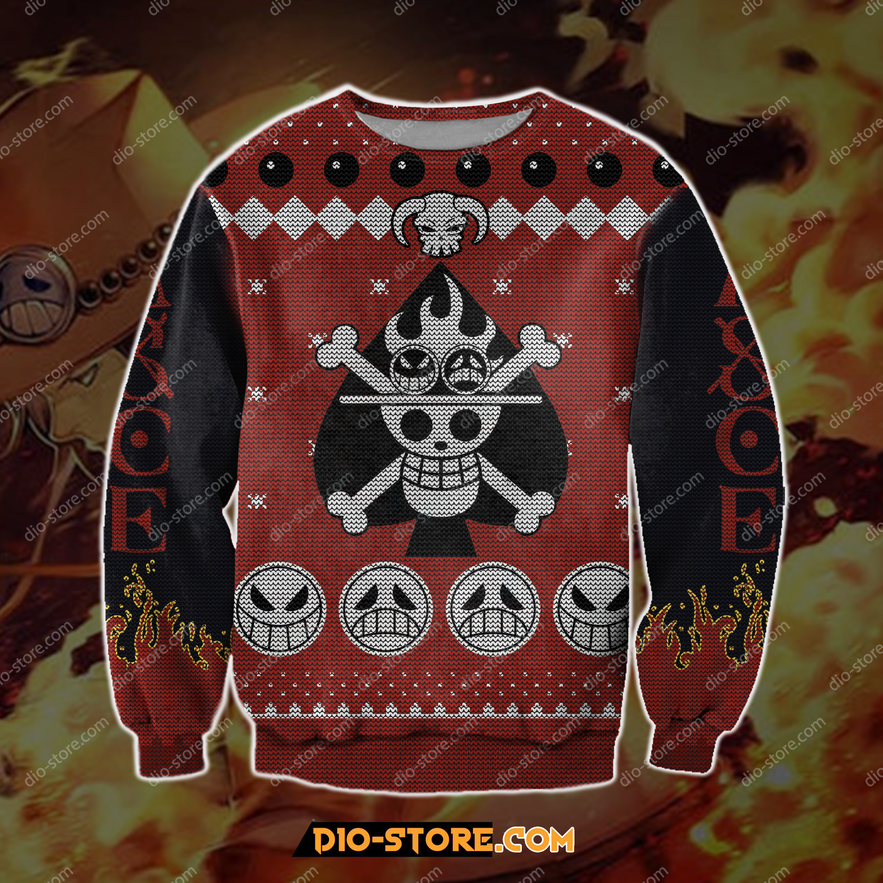 One Piece Ace 3D Print Ugly Christmas Sweatshirt Hoodie All Over Printed