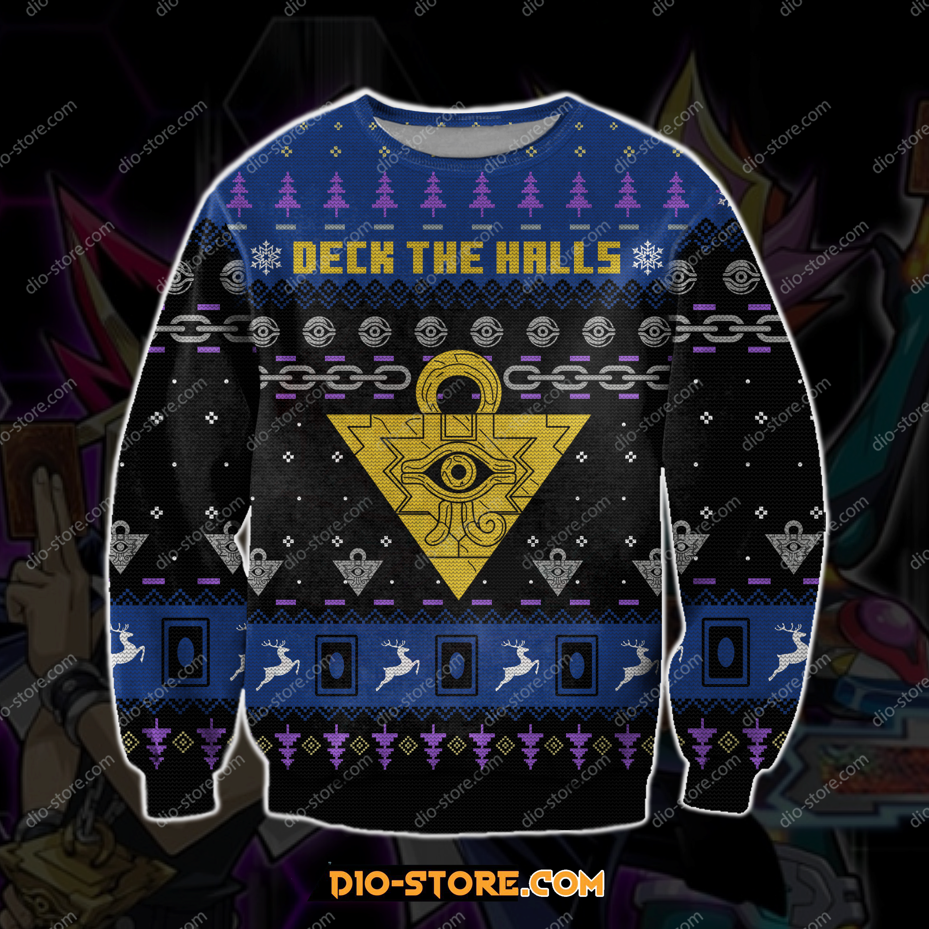 Yugioh 3D Print Knitting Pattern Ugly Christmas Sweatshirt Hoodie All Over Printed