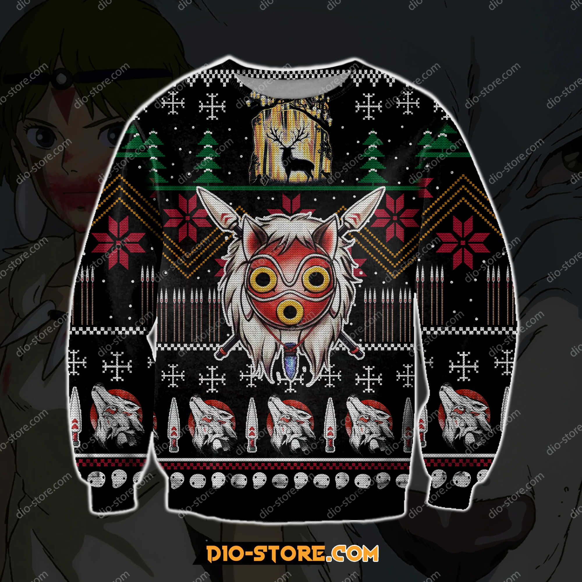 Princess Mononoke Ghibli 3D Print Ugly Christmas Sweater Hoodie All Over Printed