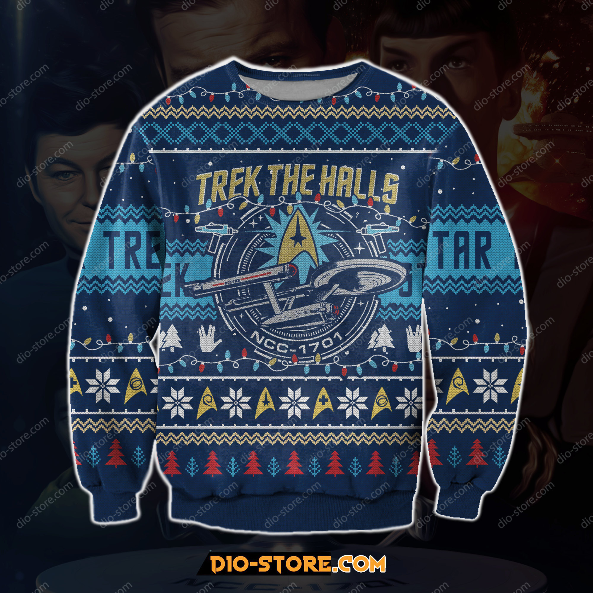 Trek The Halls 3D Print Ugly Christmas Sweatshirt Hoodie All Over Printed